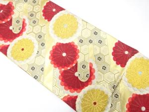 アンティーク　菊に亀甲模様織り出し袋帯（材料）